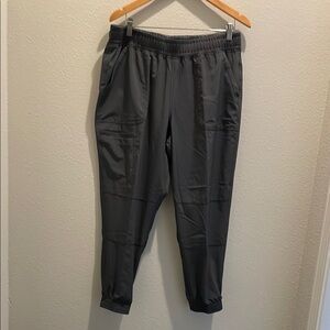 Gray Elastic Waist Scrubs with Tapered Leg